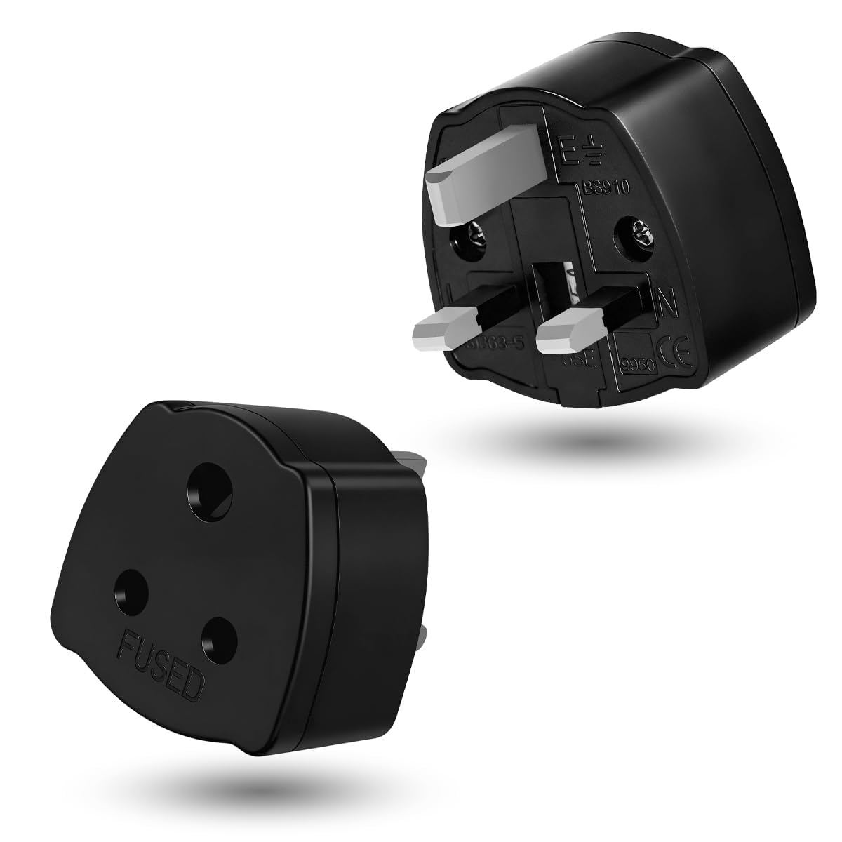 2-PACK Indian to UK Plug Adapter,SHUOMAO 3 Pin Indian to UK Plug Adaptor,India/Pakistan/Sri Lanka to UK Converter Plug Travel Adaptor with 5A Fuse,for Type D Appliance,Black