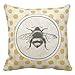 Vintage Bee on Yellow Dots Throw Pillow case Canvas Cushion Cover 18