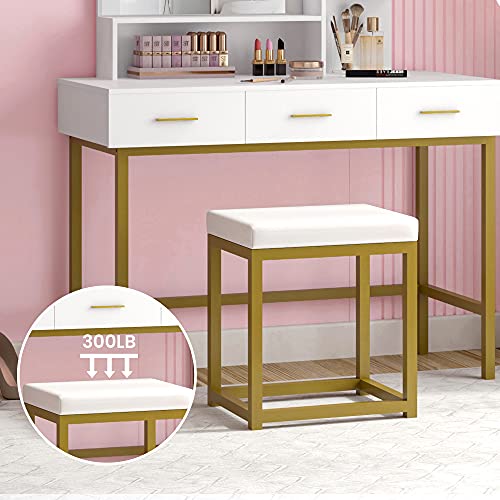 POVISON Vanity Desk, Vanity Table Set with Lighted Mirror, 10 Light