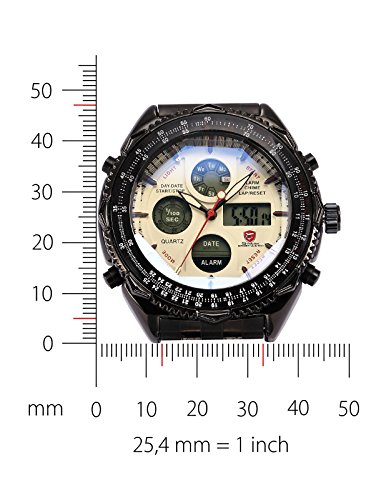 Shark Reloj Hombre de Cuarzo Correa de Acero Inoxidable Negro Esfera Blanca - Imagen 5