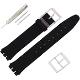 MMBAY 16MM Ultra-Thin Ladies Rubber Watch Band Compatible Swatch Replacement Silicone Watch Strap Waterproof Watch Wristband for Women SFK360 SFK397 and so on