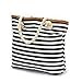 We We Summer Beach Bag Duffel Bags Waterproof Canvas Tote Hand Bag for Women Girls, Style 02, Stripe Black Large