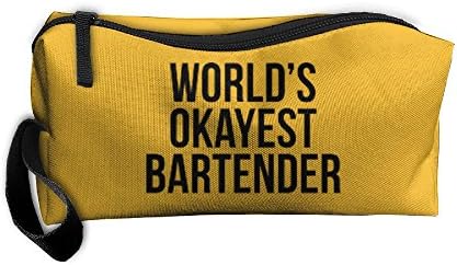 Cosmetic Bags World-s Okayest Bartender Makeup Bag With Brush Pouch Portable Zipper Wallet Hangbag Pen For Girl And Woman Necessary