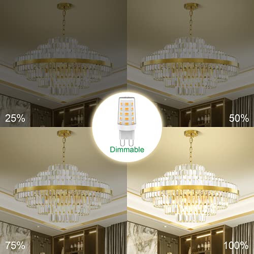 Aourow G9 LED Light Bulbs Dimmable,Energy Saving LED G9 Capsule Lamp Warm White 3000K 4W 400LM,Equivalent to 28W 33W 40W Halogen Bulb,AC 220-240V 360 Degree Beam Angle,No Flicker,Pack of 5