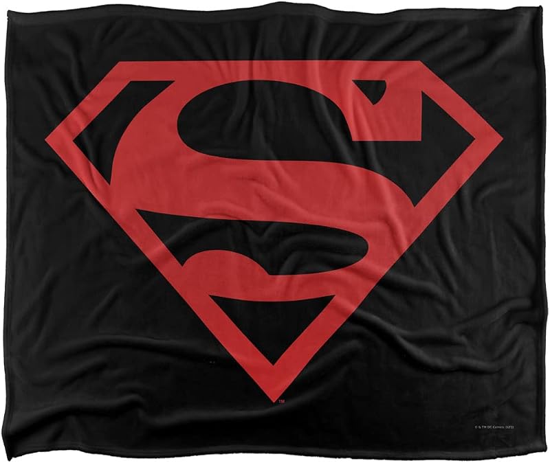 Superman Rojo On Negro Shield Manta súper Suave con Tacto Sedoso – 152 x 127 cm