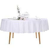 Ascoza 2pack 70 Inch White Round Tablecloth in Polyester Fabric for Wedding/Banquet/Restaurant/Parties