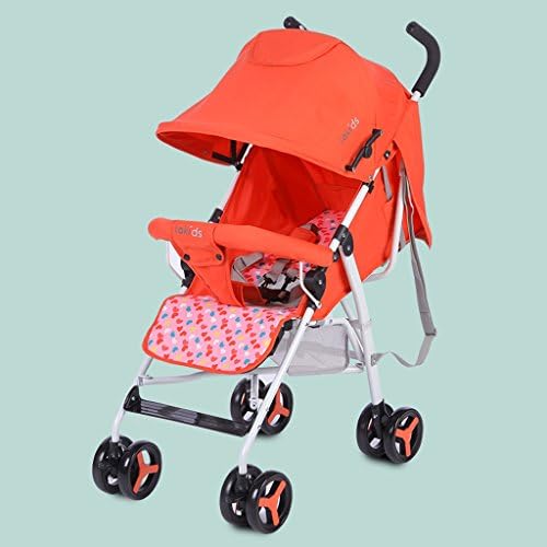 FLYSXP Baby Stroller Light Portable Folding Seatable Reclining Stroller, Blue/Orange/Pink, 65x47x98cm Baby Trolley (Color : Orange)
