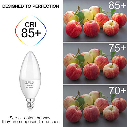 E12 Candelabra LED Bulbs, 400Lumens, SHINE HAI Updated 3000K Warm White LED Chandelier Bulbs, 40W Equivalent, B11 LED Candle Light Bulbs, CRI85+, Non-Dimmable, Pack of 12 - Thumbnail 6