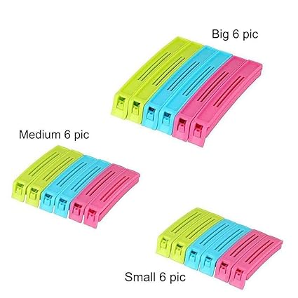 VASTATE Plastic Sealing Bag Clips (Multicolour) -18 Pieces