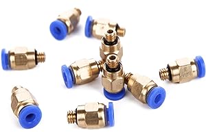 Eowpower 10 Pieces PC4-M6 Pneumatic Straight Fitting Joint for Outer Diameter 4 mm Nylon Tube, M6 Thread
