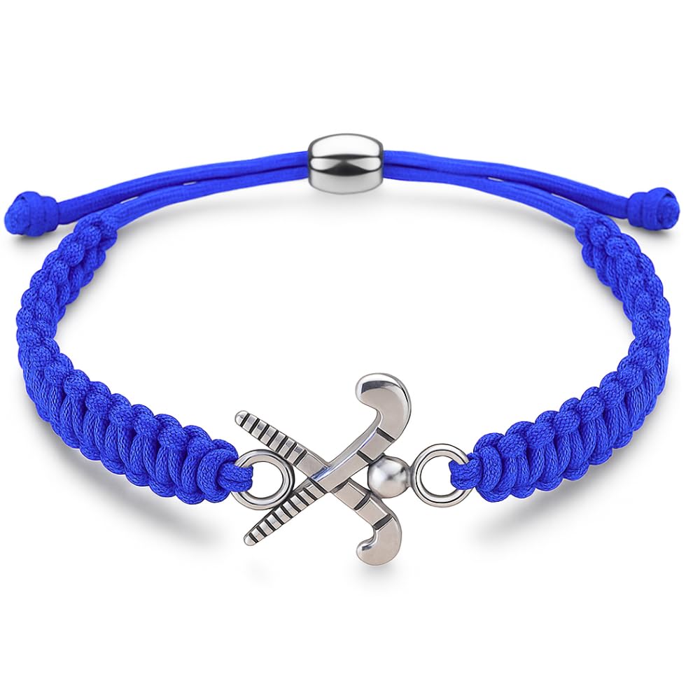 Sportybella Field Hockey Charm Bracelet - Adjustable for Girls With Stick Charm, Jewelry Gifts for Players, Teams & Coaches, Friendship Bracelet, Adjustable fits small to large wrists, Nylon, no