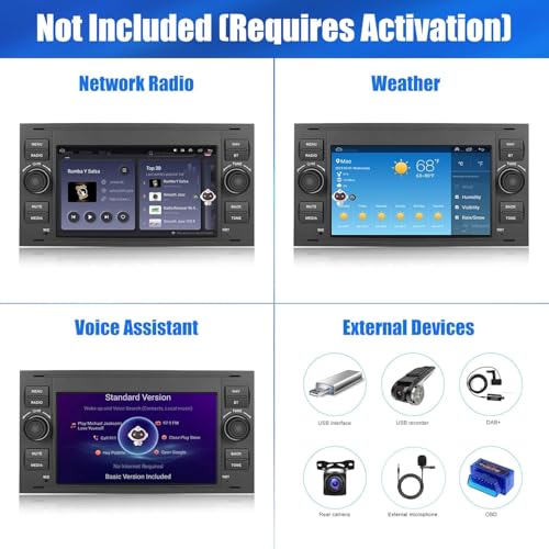 SIXWIN 2+64GB Android 15 Car Radio for Ford Fiesta C/S-MAX Transit Galaxy Connect Kuga Mondeo with CarPlay, Android Auto- 7 Inch Touch Screen with Mirror Link, Bluetooth, WiFi, GPS, FM/RDS,EQ