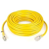 SIMBR 12/3 75 FT Extension Cord Outdoor, Heavy Duty Electrical Cord 12 Gauge Lighted, 15 Amps, 1875 Watts, UL Listed, SJTW, Yellow - Power Your Household, Office and Garden Electric Appliances