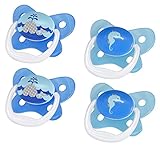 Dr. Brown's PreVent Contour Pacifier, Stage 1 (0-6m), Polka Dots Blue, 4-Pack