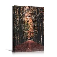 Canvas Wall Art Autumn Dramatic Forest Landscape Living Room Orange Photography Rustic - 12x18 inches