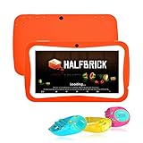 HD 7 Inch Kids Tablet, Hipo Android 4.4 Kids Pad Tablet GPS Tracker Kids Smart Watch Phone Wifi and Dual Camera 512MB/8GB Quad Core Kids APP IPS Display Touch Screen-Orange