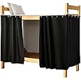 Teanea Full Size Bunk Bed Blackout Curtains Heavy-Duty for Bottom Men Women Teens, Black, 2 Panels, 47.2in Height