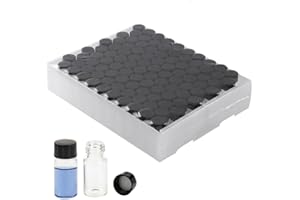 QOAEZK 3ML Clear Glass Sample Vial, Liquid Sampling Sample Glass Bottle, Borosilicate Storage Glass Vial,16 * 33mm, Black 13-425 Polypropylene Screw Cap with PE Liners, Pack of 100