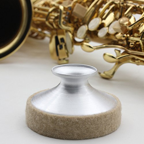 image for SZBTF Professional Alto Saxophone Mute Sax Sound Metal Dampener, silve