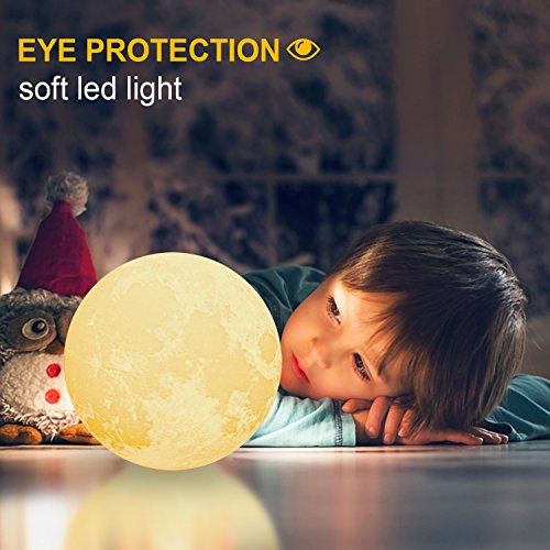 image for Kingpeony 3D Space Moon Lamp 5.9in with Stand, 3D Printing Moon Night 