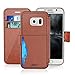 Taken Direct Samsung Galaxy S6 Leather Wallet Case with Cards Slot and Metal Magnetic, Slim Fit and Heavy Duty, Plastic Flip Case/Cover with Rubber Edge, for Women, Men, Boys, Girls - Brown