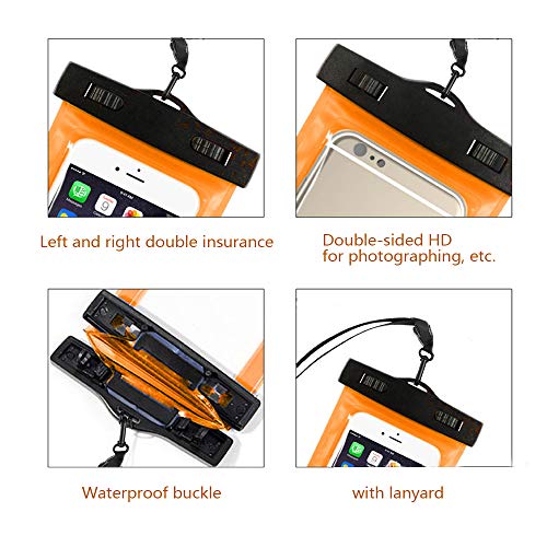 5 Pack Universal Waterproof Phone Pouch, Large Phone Dry Bag Waterproof Case for Apple iPhone Xs Max XR XS 8 7 6 Plus,SE, Samsung S9+ S9 S8+,Note,LG V20, 6.5"