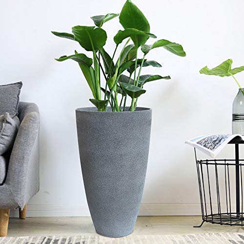 LA JOLIE MUSE Tall Outdoor Planters with Soil Saver Inserts, Large