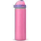 XccMe 24 oz Insulated Water Bottle with Straw,Stainless Steel Leak Proof Water Bottle,2-in-1 Lid with One-Touch Flip Lid & Straw,Keep Cold All Day for School,Travel,Gym,Camping,Sports,Pink