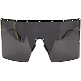 Flat Top XL Square Oversized Rimless Shield Sunglasses