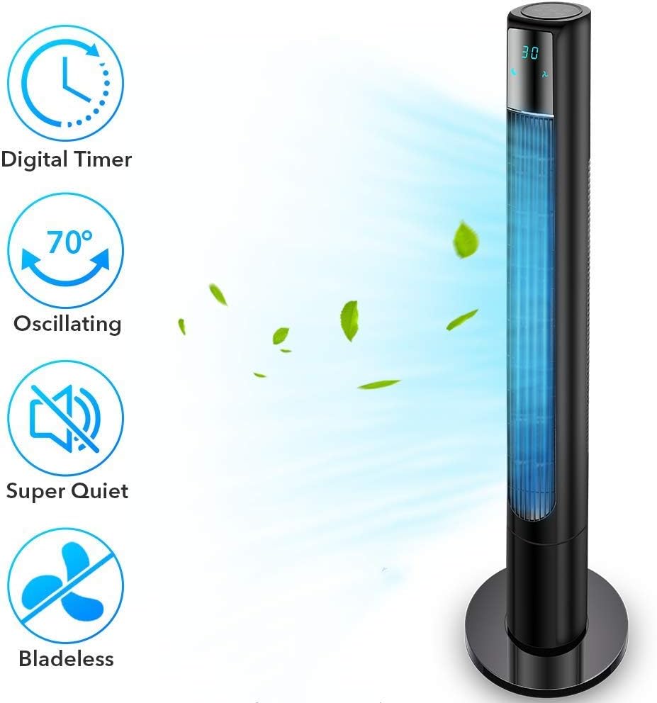 TRUSTECH 48'' Oscillating Tower Fan, Room Tower Fan With Remote Control