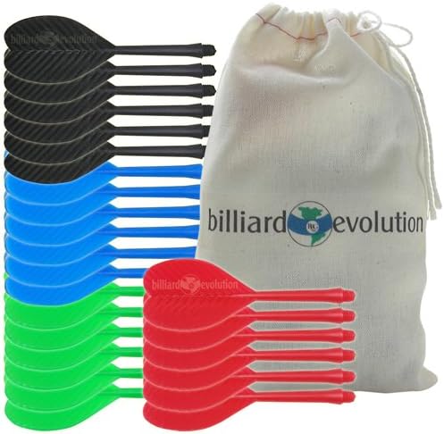 Billiard Evolution Set of 24 2ba Bar Dart Replacement Flights - 4 Colors