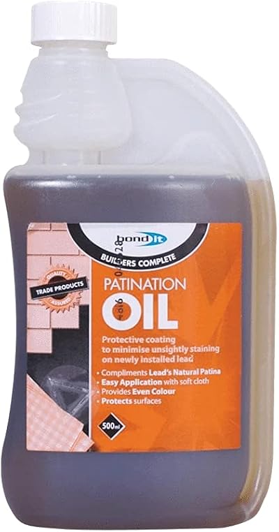 Bond It Patination Oil 500ml for Lead Flashing Stops Oxidation Stains