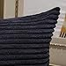 Home Brilliant Fall Decor 12x20 Pillow Cover Rectangle Striped Corduroy Solid Cushion Cover Throw Oblong Pillowcase for Lumbar, 12 x 20, Black