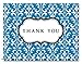 Note Card Cafe Thank You Cards with Gray Envelopes | 36 Pack | Damask Thank You | Blank Inside, Glossy Finish | for Greeting Cards, Occasions, Birthdays, Gifts