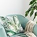 Whaline 4 Pieces Tropical Leaves Pillow Covers, Cotton Linen Decorative Summer Green Leaf Throw Cushion Cover for Sofa Bed Car Couch,(18