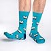 Good Luck Sock Men's Aqua Mustache with Glasses Crew Socks,Blue,Shoe Size 7-12