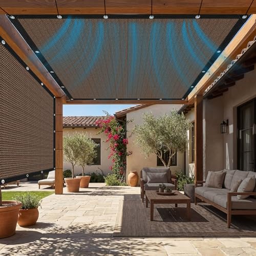 kogxscej Red de sombra con ojales, 80% de tasa de sombreado resistente a los rayos UV, transpirable, ligera y duradera, red de sombreado para invernadero, jardín, granero, exterior.