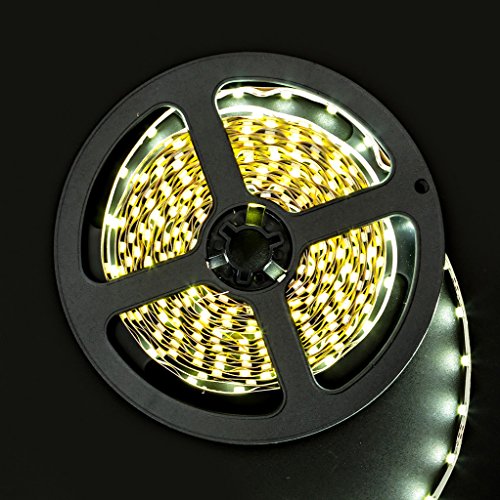 Hyperikon 12V LED Strip Light, 3528SMD, IP20, Crystal White Glow (5000K), White LED Strip Light, LED Flexible Light Strip, 16.4 Feet (20W), 300 SMD LED, Waterproof