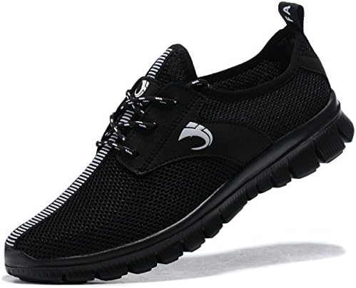 FANIC Men's Walking Shoes Workout Shoes Full Mesh Running Shoes Lightweight Comfortable Fitness Breathable Casual Sneaker (12.5US/47EU,Men, All Black)¡­