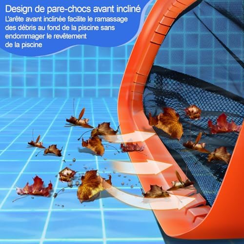 KGC 17.5" (44 cm) Pool Leaf Collector, Stable Net Pool Cleaning with Extra Large Net, Pool Dustpan without Telescopic Bar, Compatible with All Commercial Telescopic Bars