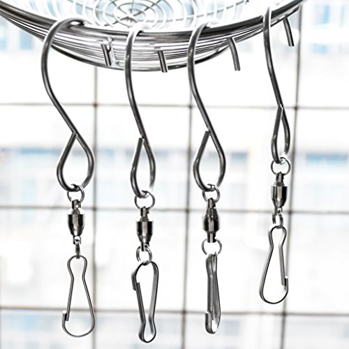 cnomg 4 pcs Swivel Hooks, Swivel Hooks Clips Stainless Steel Swivel Hooks Clips Crystal Twisters for Wind Spinners Wind Chimes Hanging Pots Birdcage Plants Party Supply Garden