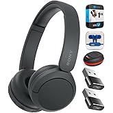 Sony WHCH520/B Wireless Headphones with Microphone Black Bundle with Mizco Travelocity in-Ear Headphone (Colors May Vary), Headphone Case, 2X Converter Adapter and 1 YR CPS Enhanced Protection Pack