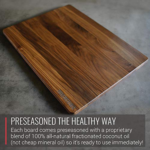 Walnut Wood Cutting Board by Virginia Boys Kitchens - 20x15 American Hardwood Chopping and Carving Countertop Block with Juice Drip Groove
