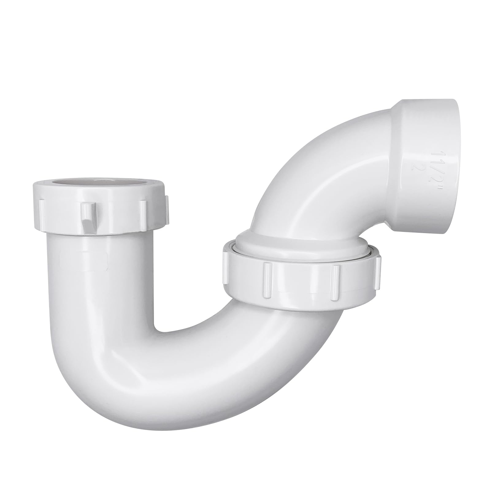 Photo 1 of 1-1/2 Inches PVC DWV P-Trap Drain Pipe with Union for bathroom sink White
