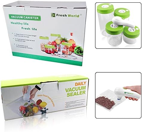 Keynew Handheld Vacuum Sealer System Food Storage Saver with 4 Vacuum Jars and 5 Vacuum Zipper Bags