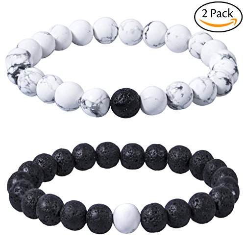 Bassion 2 pcs distance relationship bracelets black mat…