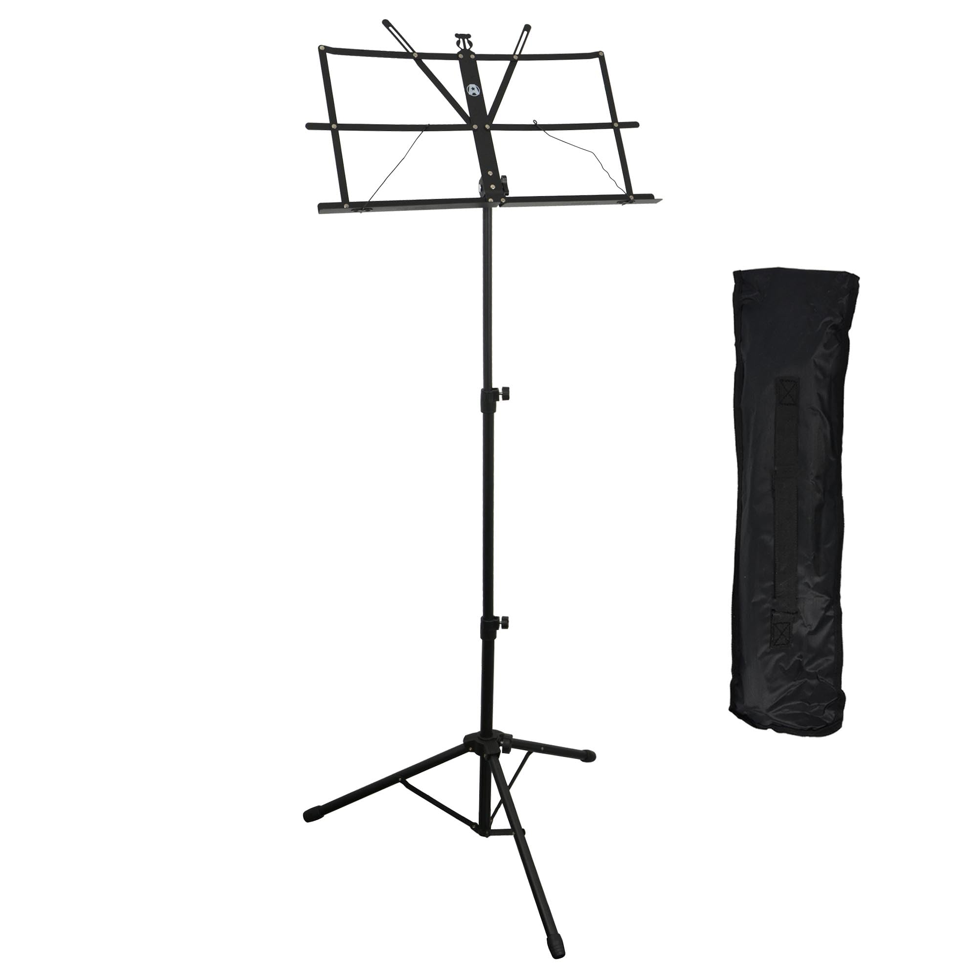A-Star Folding Music Stand, Lightweight, Height Adjustable Metal Sheet Music Holder with Carrying Bag - Black
