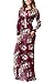 ESONLAR Womens Long Sleeve Wedding Dress with Pockect Crewneck Casual Loose Floral Christmas Long Maxi Dress Wine L