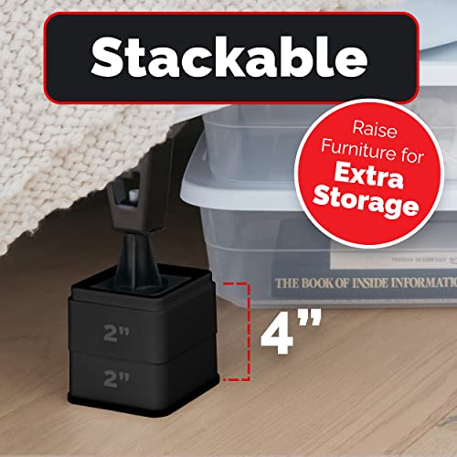 iPrimio Bed Risers Square, 2 Inch Lift, Heavy Duty, 6 Pack, Up to