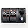 Amarine-made-4-Gang-Red-LED-Indicators-Rocker-Circuit-Breaker-Waterproof-Marine-Boat-Rv-Switch-Panel-Combined-with-Dual-USB-12v-Power-Adapter-Panel-PN-CB4-R-CB1S1S2